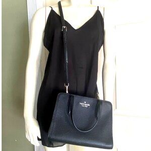 Kate Spade ROWE sml-med black leather‎ SATCHEL +shoulder crossbody (no tassel)